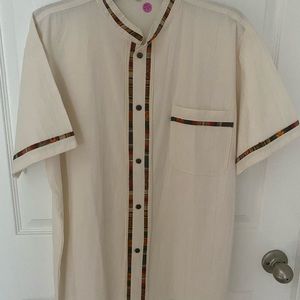 MEN LINEN SHIRT OFF WHITE, Size L, NEW